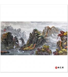 金银星《秋天的香山》朝鲜国画风景-jdzx