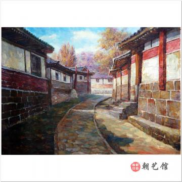 崔永《小巷》朝鲜油画风景-jdzx