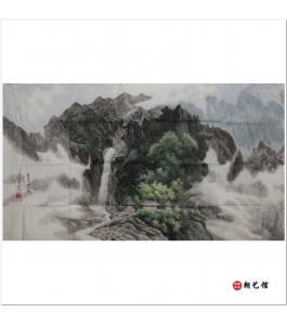 朴金成《妙香山上元庵》朝鲜国画风景-jdzx
