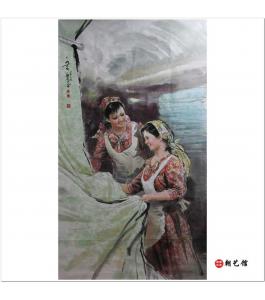 朴昌龙《矜持》朝鲜国画人物--ph