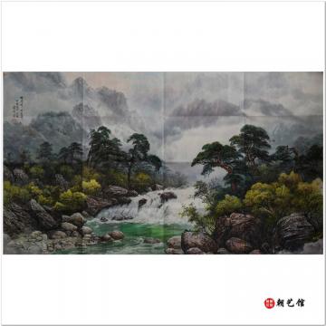 方志松《峡谷的清晨》朝鲜国画风景