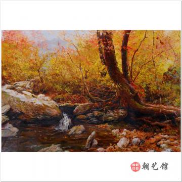 李明成《树林一角》朝鲜油画--XG3