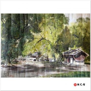 姜学哲《在善竹桥前》朝鲜国画风景-xgf-jg2-1