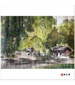 姜学哲《在善竹桥前》朝鲜国画风景-xgf-jg2-1