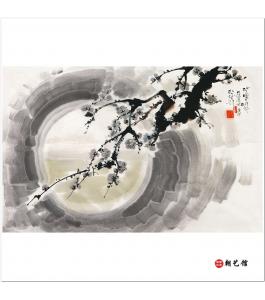 方成姬《月光下的梅花》朝鲜国画花鸟画-xgf-jg2-1