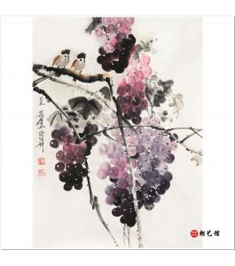 方成姬《葡萄》朝鲜国画花鸟-jg2-1