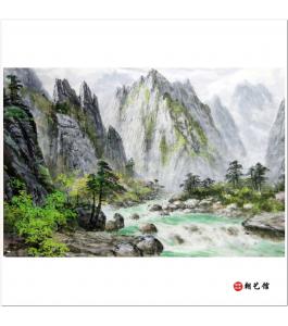 朴奎燮《内金刚的春天》朝鲜国画风景-jdzx