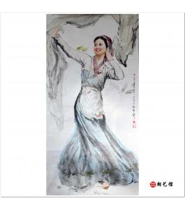 朴昌龙《舞蹈-骏马姑娘》朝鲜国画人物-L913