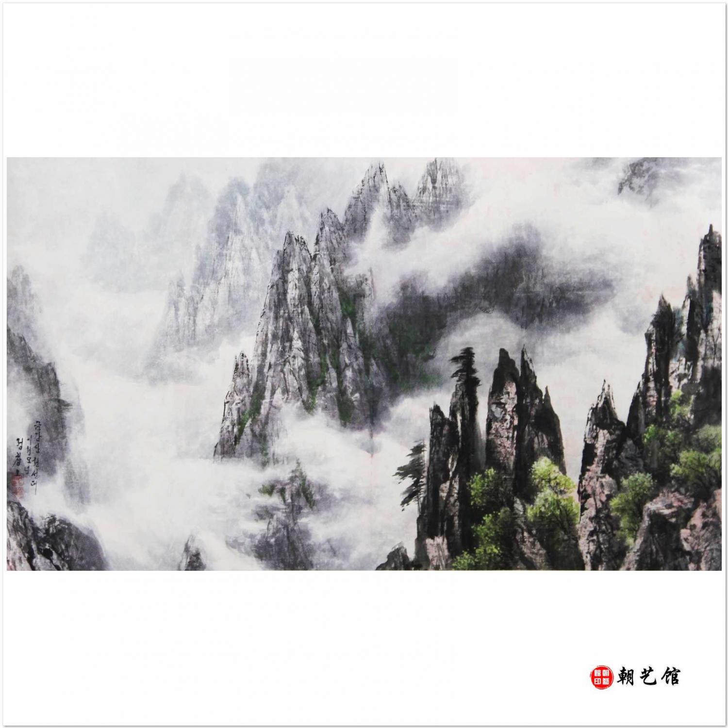 郑昶谟《金刚山天仙台》朝鲜国画风景--xgf