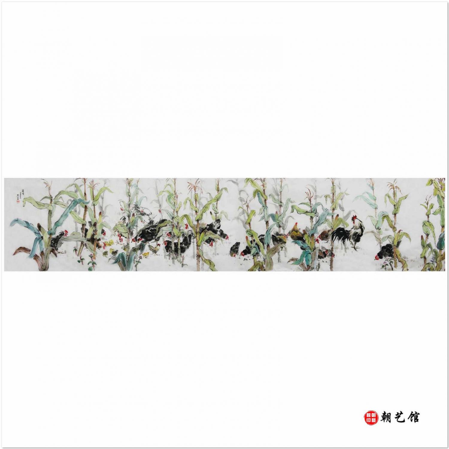 张美琼《鸡1》朝鲜国画花鸟-jg2-1