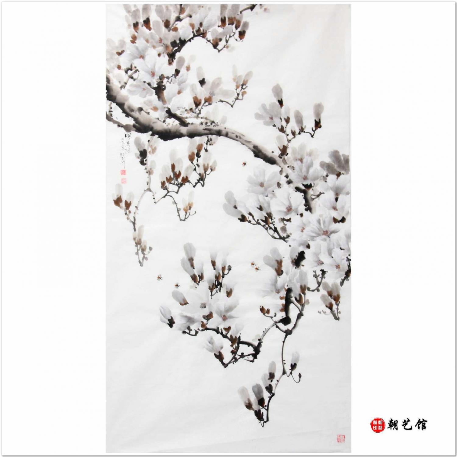 方成姬《白木莲》朝鲜国画花鸟