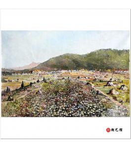 金形哲《春暖》朝鲜油画风景