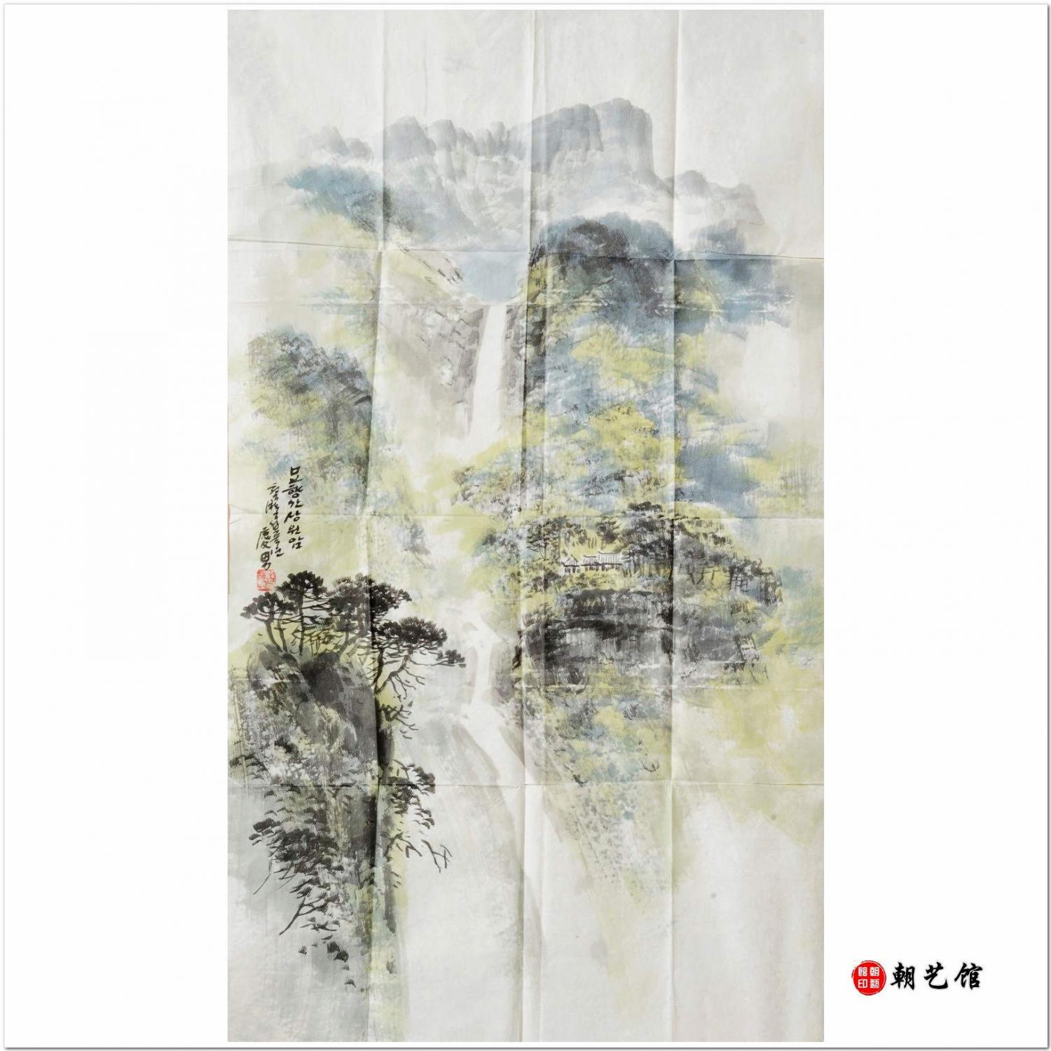 李京男《妙香山上元庵》朝鲜国画风景-XG3-pxx-jg2-1