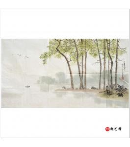 李京男《大同江下游》朝鲜国画风景-XG3-pxx