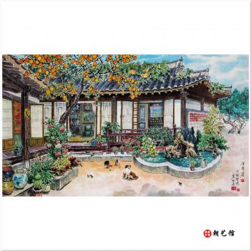 金英哲《我家》朝鲜国画-jdzx