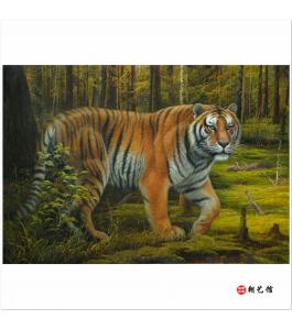 金勋《林中之王》朝鲜油画动物--XG3-jg2-1-628xj