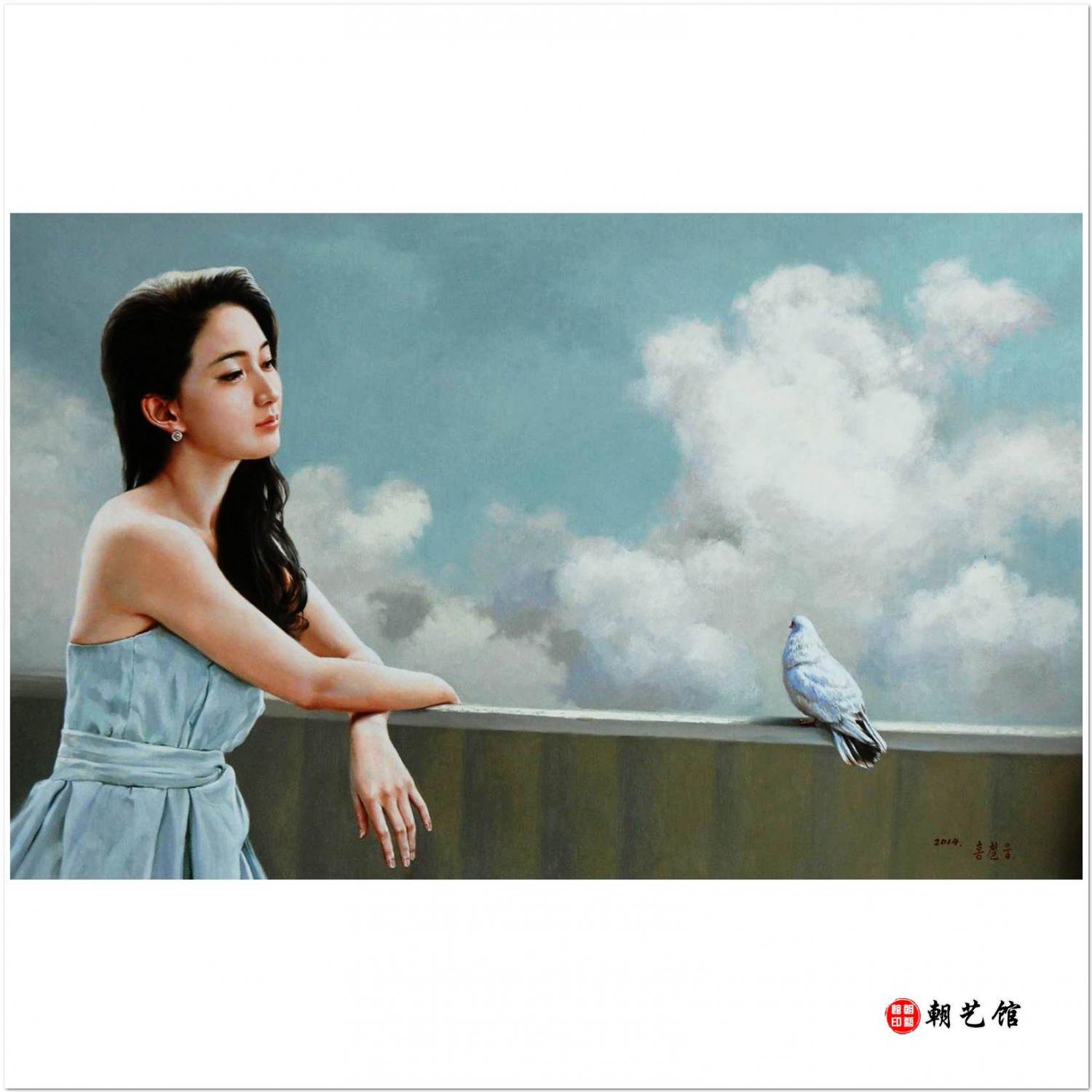 洪哲雄《心灵的翅膀》朝鲜油画--xgf-fbzs