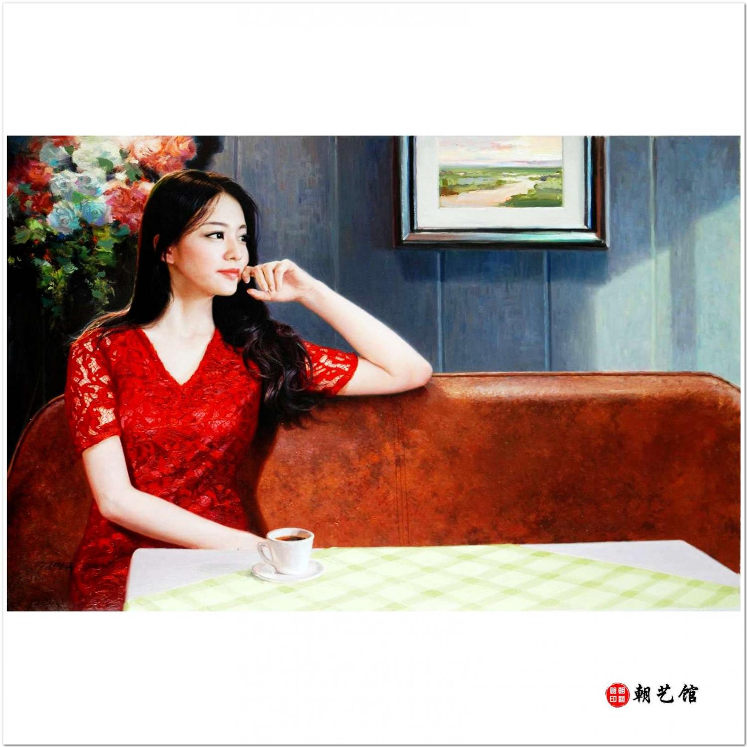 金明国《街角的咖啡厅》朝鲜油画-xyg1-20
