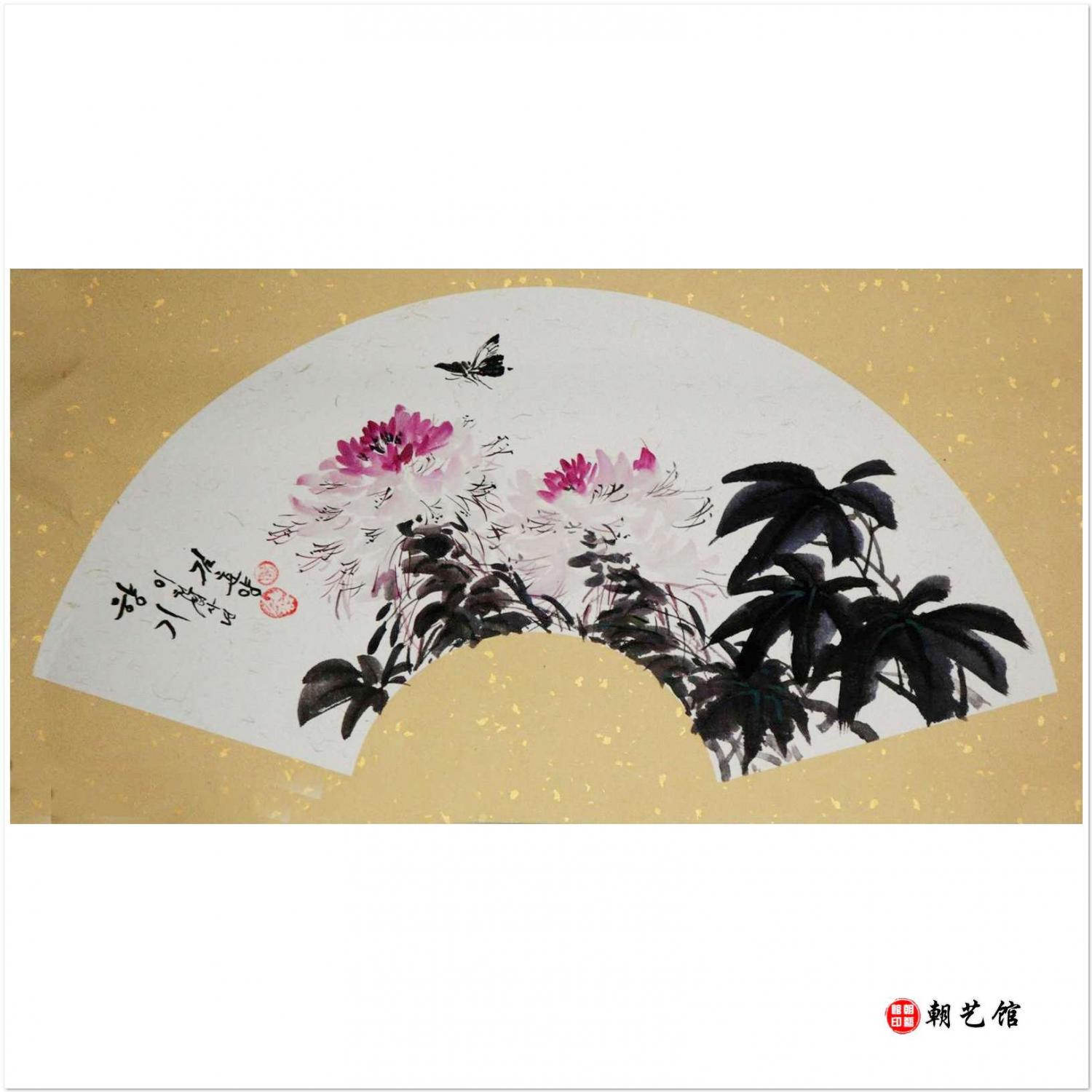 金春阳《香气》朝鲜国画扇面