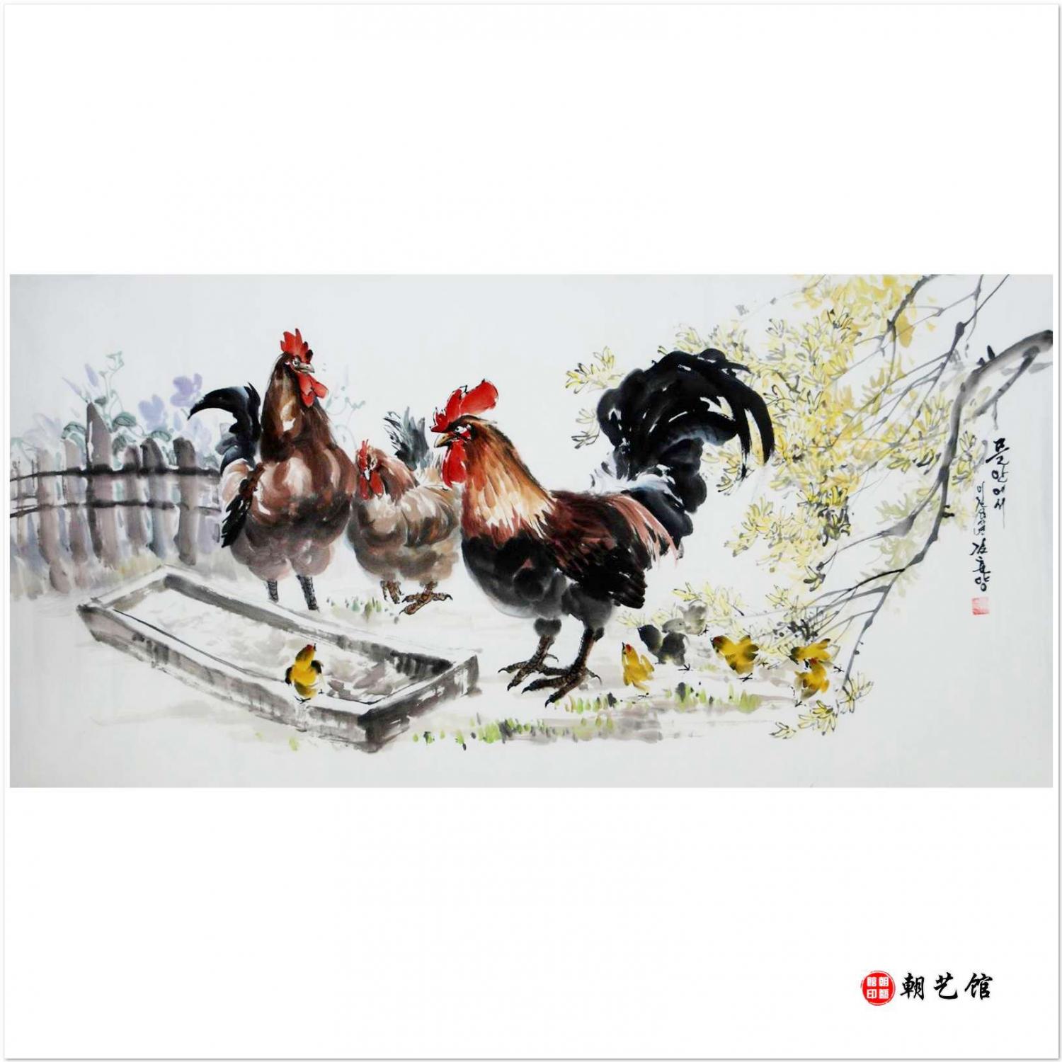 金春阳《庭院里2》朝鲜国画