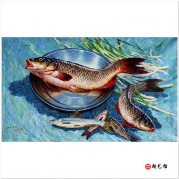 金峰南《年年有余》朝鲜油画