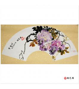 金春阳《花的香气》朝鲜国画扇面