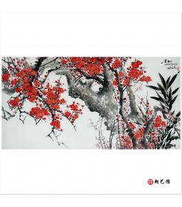 金华天《红梅》朝鲜国画