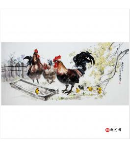 金春阳《庭院里2》朝鲜国画