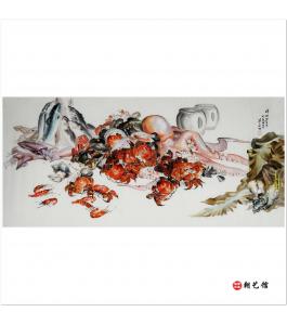 金春阳《在海边》朝鲜国画