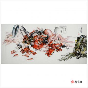 金春阳《海边景色》朝鲜国画