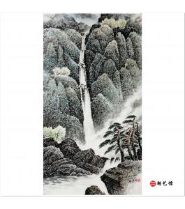 金华天《在金刚山峡谷》朝鲜国画