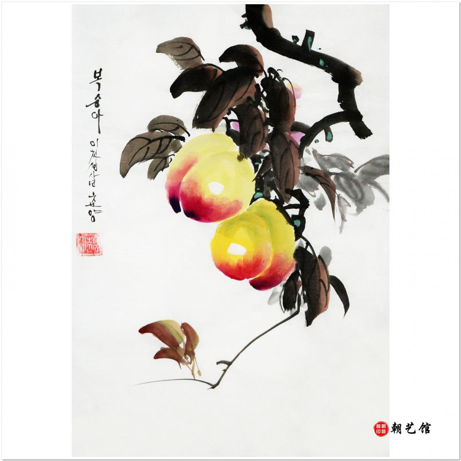 金春阳《桃子5》朝鲜国画
