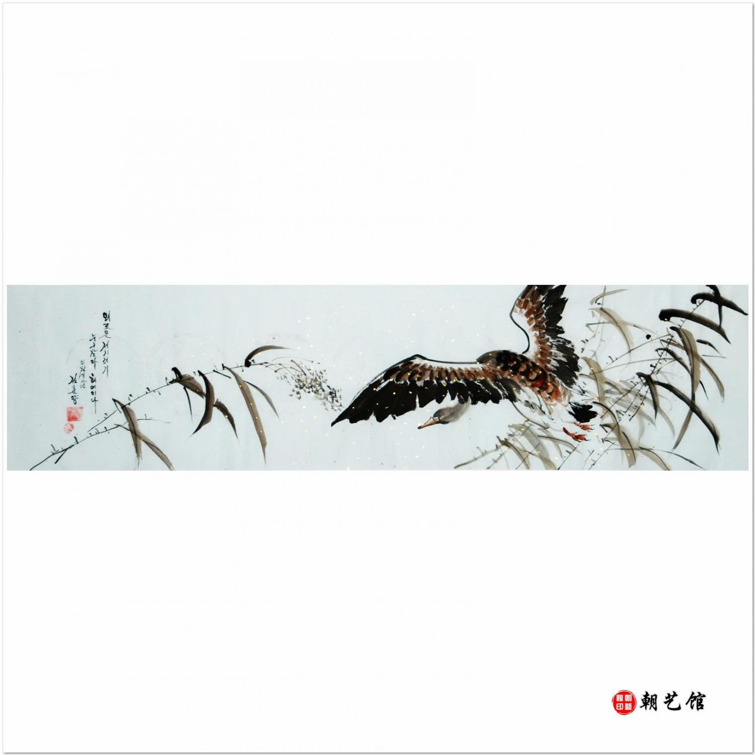 金春阳《孤独的大雁》朝鲜国画