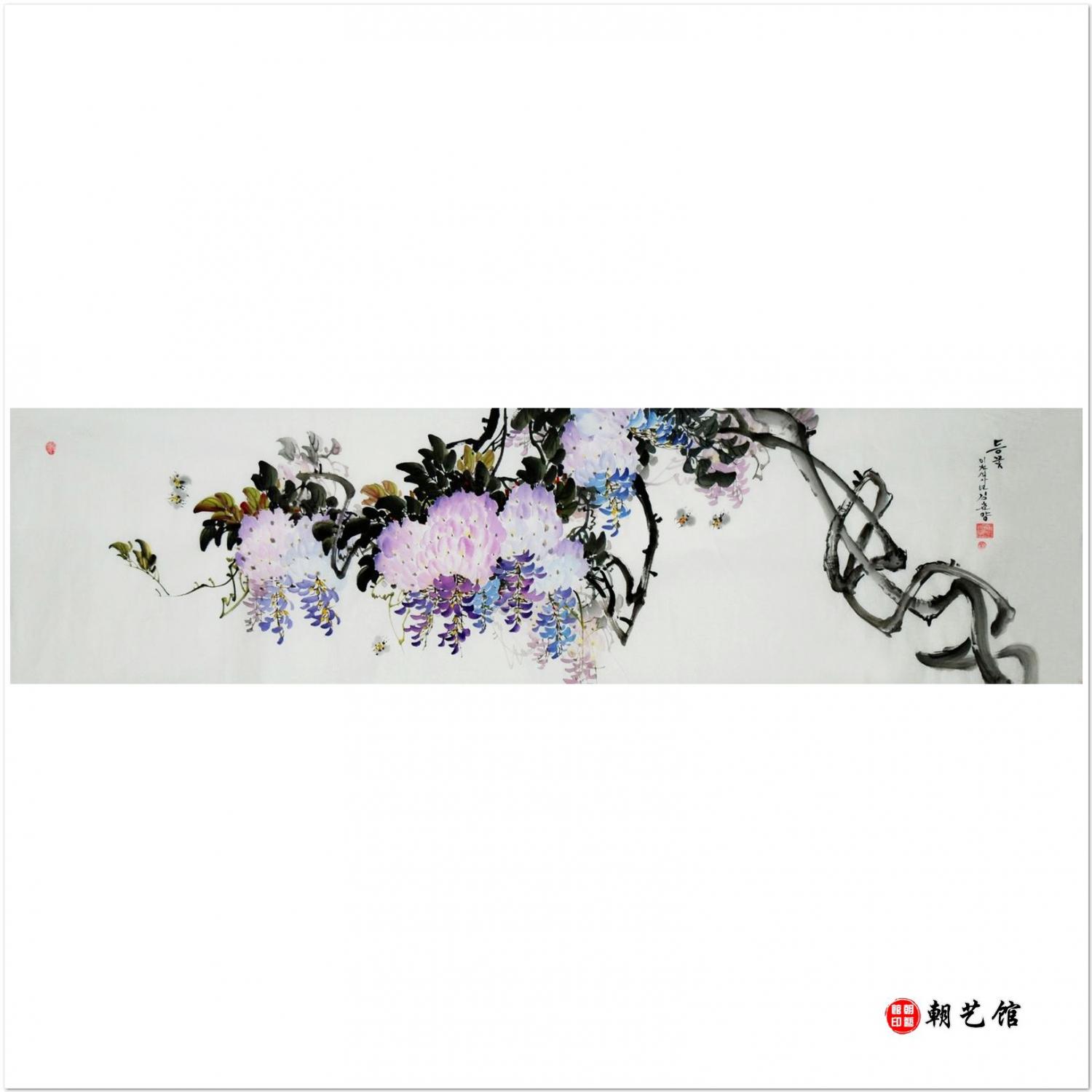 金春阳《藤花2》朝鲜国画