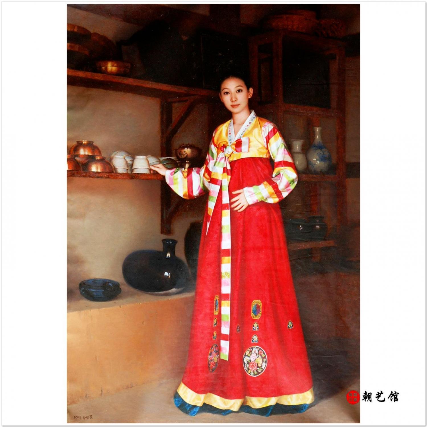 朴丹必《朝服女子》朝鲜油画-628xj
