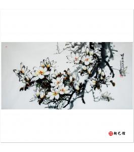 金春阳《白木莲2》朝鲜国画