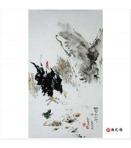 崔哲浩《庭院里》朝鲜国画-jdzx