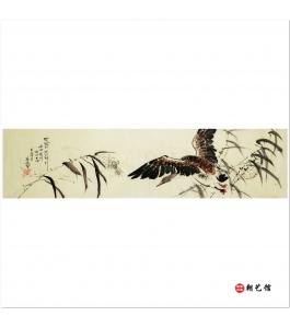 金春阳《月夜下的大雁》朝鲜国画