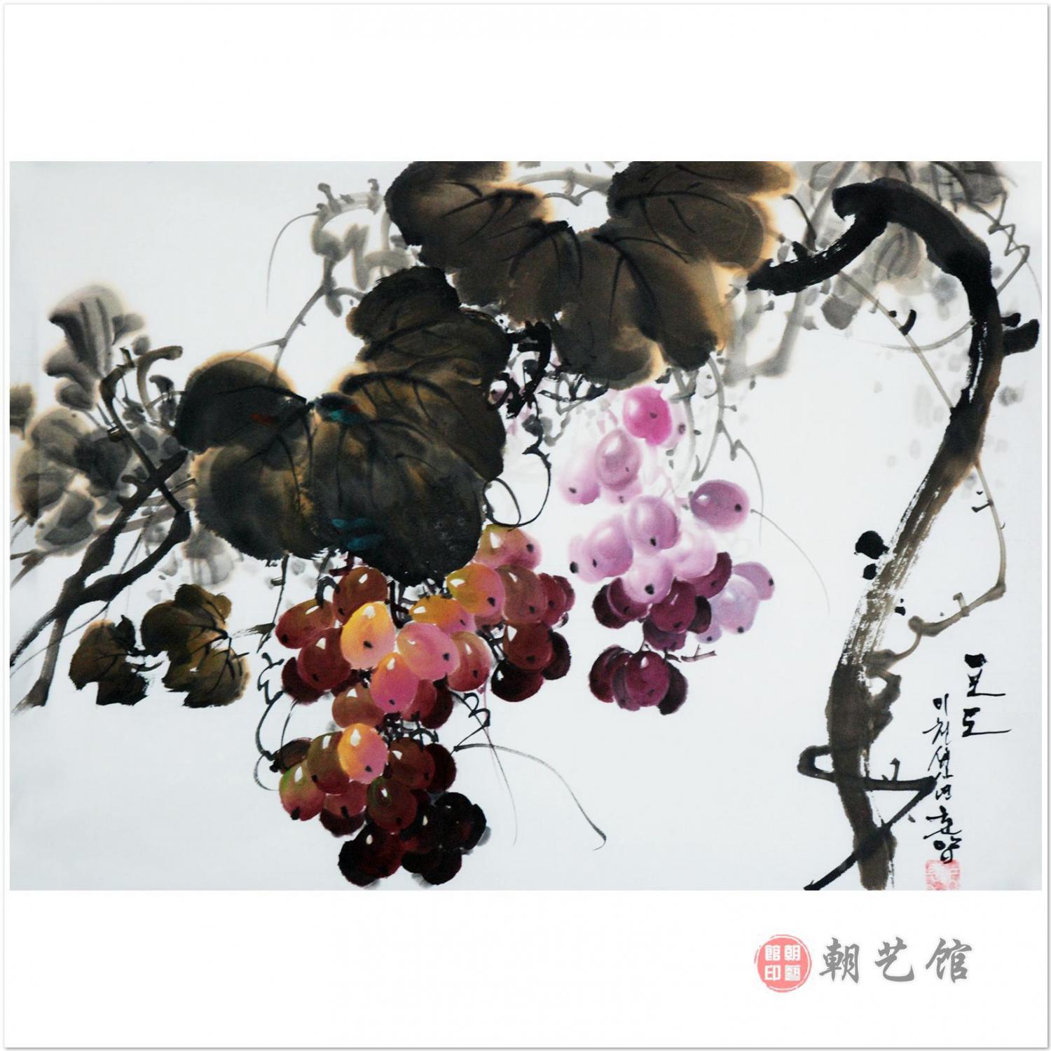 金春阳《紫葡萄》朝鲜国画