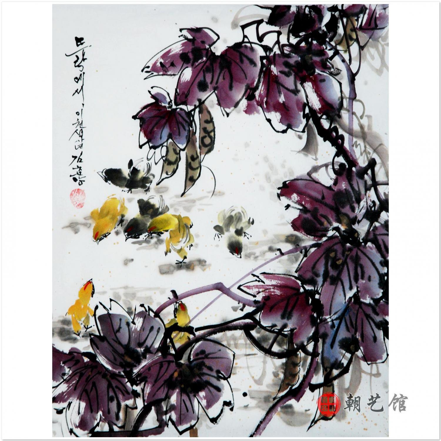 金春阳《庭院》朝鲜国画