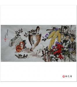 金春阳《庭院》朝鲜国画