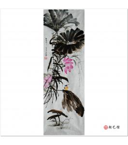 金春阳《荷塘飘香》朝鲜国画