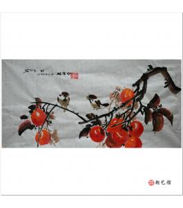 金春阳《柿子2》朝鲜国画