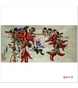 金春阳《红辣椒2》朝鲜国画