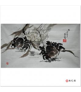 金春阳《螃蟹2》朝鲜国画