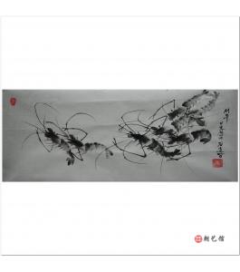 金春阳《虾2》朝鲜国画