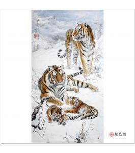 李海龙《金刚山的虎》朝鲜国画