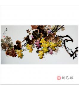 金春阳《葡萄丰年》朝鲜国画