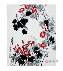 金春阳《喇叭花》朝鲜国画