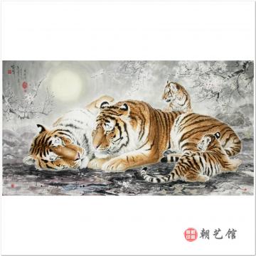 李海龙《虎一家》朝鲜国画